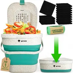 undefined - Contenedor de Compostaje AIRNEX Plegable con Filtros y Bolsas Biodegradables
