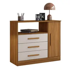 MULTIMUEBLES - Comoda 3 Cajones y closet 75.8 x90x36 Nogal Blanco