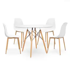 BONNO - Juego de Comedor Foster Blanco 4 Puestos
