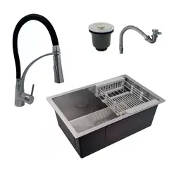 GRIFOS CENTER - Combo Lavaplatos 60*45Cm+Griferia Extraib Arabia+Accesorios