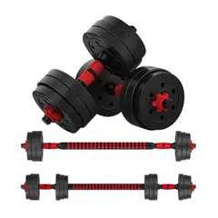 52 BITS - Kit Mancuernas Pesas 10 Kg Con Barra Extensora Termo Forrada