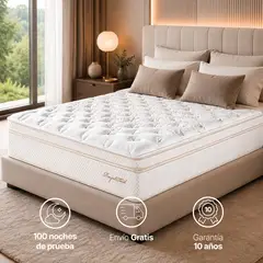 ESSENZA - Colchón doble 1.4 m + 2 almohadas royal cloud