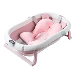 undefined - Tina Plegable Con Termómetro y Cojín para Bebe Rosada