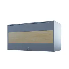 DIVIOFFICE - Gabinete Metalico Colgante Gris Claro con Franja Central En Formica Maple