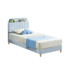 EKONOMODO COLOMBIA - Base Cama con Espaldar + Colchon 1 Pillow Semidoble Infantil Fenix 120x190x115 Azul Cielo