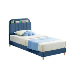 EKONOMODO COLOMBIA - Base Cama con Espaldar + Colchon 1 Pillow Sencillo Infantil Fenix 100x190x115 Azul