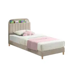EKONOMODO COLOMBIA - Base Cama con Espaldar + Colchon 1 Pillow Semidoble Infantil Fenix 120x190x115 Taupe