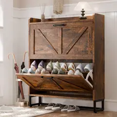 undefined - Zapatero Plegable de Madera Negra para Entrada con Diseño Compacto