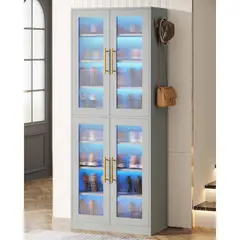 undefined - Zapatero Alto con Luces LED y Puertas Acrílicas para Espacios Modernos