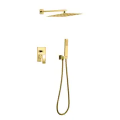 undefined - Ducha Regadera Con Tubo Y Mezclador Dorado Acero