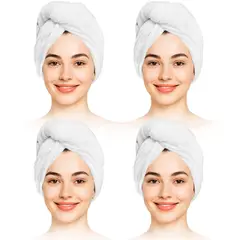 ENERGY PLUS - Set X4 Toalla Turbante para Cabello Algodón Ultra Absorbente