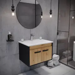 SENSI DACQUA - Mueble Elevado para Lavamanos Mesty 60 40x60x46cm Duna-negro Con Lavamanos