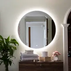 SANDALO - Espejo Baño Petra 80 Cm Luz Led Calida Redondo