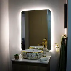 SANDALO - Espejo Baño Alhambra 60X80 Cm Luz Led Calida Rectangular