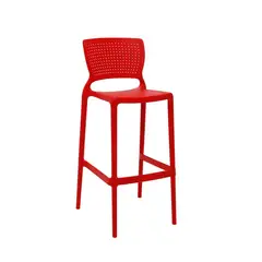 TRAMONTINA - Silla Safira Alta Bar en Polipropileno y Fibra de Vidrio Rojo