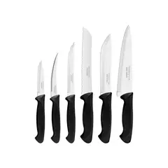 TRAMONTINA - Cuchillos Usual En Acero Inoxidable y Polipropileno Negro 6 Pzas
