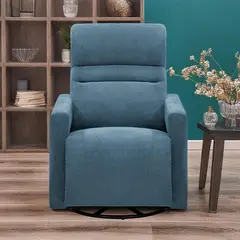 ELITE LIVING - Silla Reclinable Artur Mecedora giratoria Tela Azul