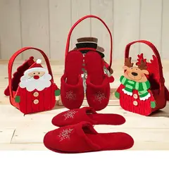 TOCAZ - Pantufla de Navidad Bordada Roja Talla M