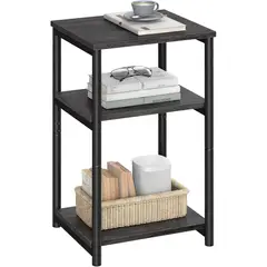 VASAGLE - Mesa de Noche Alta con Tres Niveles de Almacenamiento Estilo Industrial