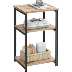 VASAGLE - Mesa de Noche Alta con Tres Niveles de Almacenamiento Estilo Industrial