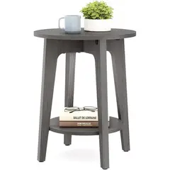 VASAGLE - Mesa de Noche Redonda con Estante Inferior Estilo Moderno para Espacios Pequeños