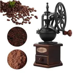 undefined - Molinillo De Café Manual De Madera Con Manivela De Hierro Fundido Y Ajuste De Grosor