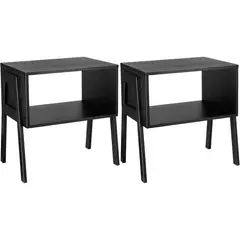 undefined - Juego de Mesas de Noche Apilables de Bambú para Dormitorio o Sala