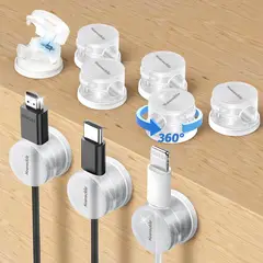 undefined - Clips Organizadores de Cables con Base Giratoria y Adhesivo Acrílico