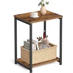 VASAGLE - Mesa de Noche Estrecha con Estante de Almacenamiento para Sala o Dormitorio