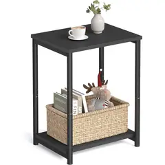 VASAGLE - Mesa de Noche Rectangular con Estante Inferior para Sala Dormitorio u Oficina