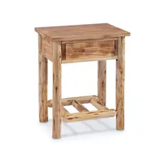 undefined - Mesa de Noche Rústica de Madera con Cajón para Ambientes Naturales
