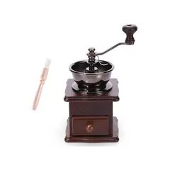 undefined - Molinillo Manual Café Estilo Vintage con Rebaba Cerámica y Cajón de Madera