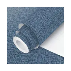 undefined - Vinilo Autoadhesivo Azul Texturizado Estilo Tela Moderna Impermeable