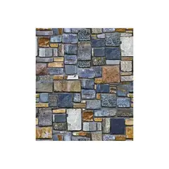 undefined - Vinilo Autoadhesivo Azul Diseño Ladrillo Realista para Cocina y Chimenea