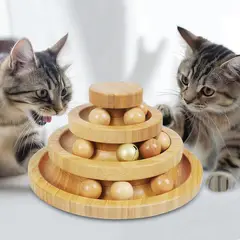 undefined - Torre de Pelotas para Gato con Tres Niveles y Diseño de Madera Estable