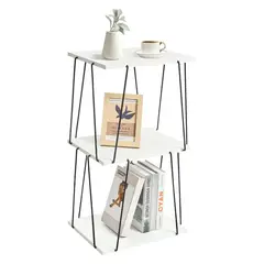 undefined - Mesa de Noche Alta Blanca con Almacenamiento para Dormitorio y Oficina