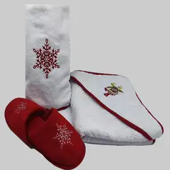 TOCAZ - Toalla de Navidad Tundida Infantil Bordado Copo