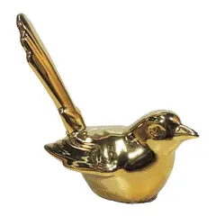 MARRES - Escultura Pájaro Frente Cerámica 12x14 cm Oro Seul