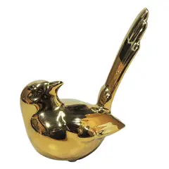 MARRES - Escultura Pájaro Lado Cerámica 12x14 cm Oro Seul