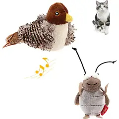 undefined - Juguete Interactivo para Gatos con Sonido de Ave y Pluma Colgante