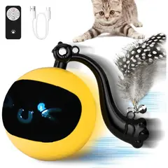undefined - Pelota Interactiva Para Gato con Control Remoto y Cola de Plumas Divertida