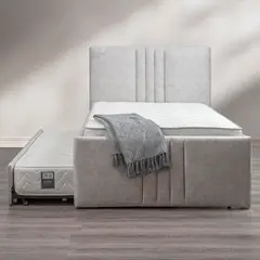 MUEBLES FIOTTI - Cama Nido Gris Semidoble con Nido Sencillo 120X210X120 cm
