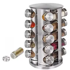 GENERICO - Condimentero Giratorio 20 Especieros de Cocina Acero Vidrio