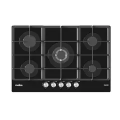 MABE - Estufa Empotrar 5 Puestos 76x51 cm Gas Natural Vidrios Negro Pm7655gnv0