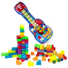 ENERGY PLUS - Set Bloques Construcción 132 Piezas Maleta Guitarra Infantil