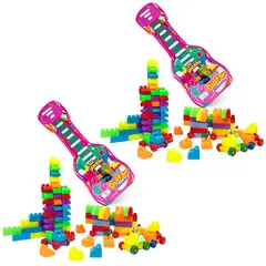 ENERGY PLUS - Set X2 Bloques Construcción 132 Pza Cada Uno Maleta Guitarra