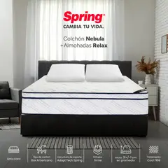 COLCHONES SPRING - Colchón Spring Nebula King 200x200 cm + 2 Almohadas Relax