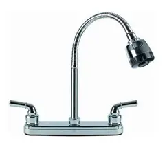 GRIFOS CENTER - Grifería Mezclador Lavaplatos 8" Plateada Tipo Palanca Dos Chorros Consumo 8.3 l/min