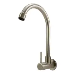 GRIFOS CENTER - Grifería Llave Lavaplatos Agua Fria Plateada Satinada Consumo 8.3 l/min