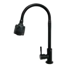 GRIFOS CENTER - Grifería Llave Lavaplatos Agua Fría Flex Metal Negro Mate Consumo 8.3 l/min